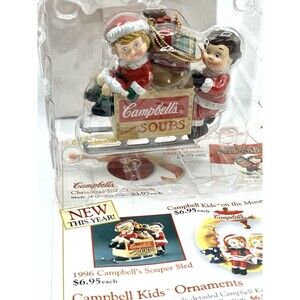 Vintage 1996 Campbells Kids Ornament-On the Sleigh great collectible NEW